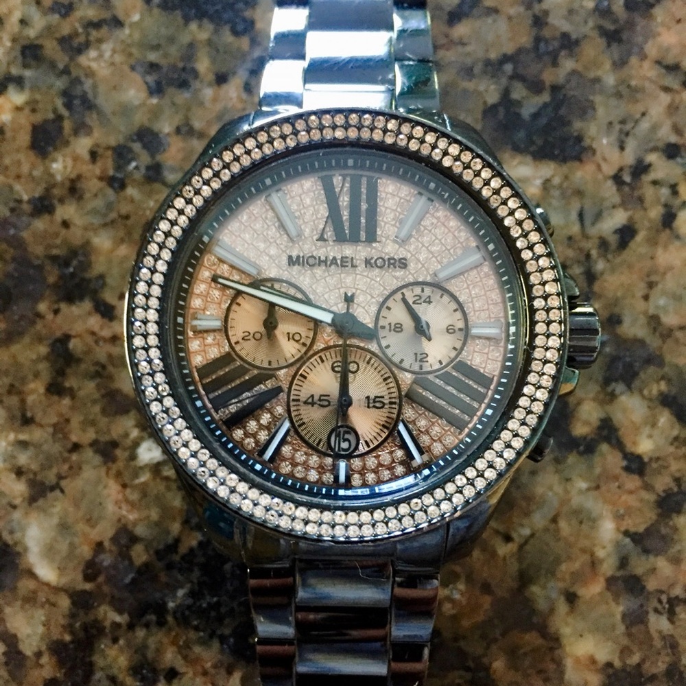 MICHAEL KORS BLACK 42MM STAINLESS STEEL WATCH